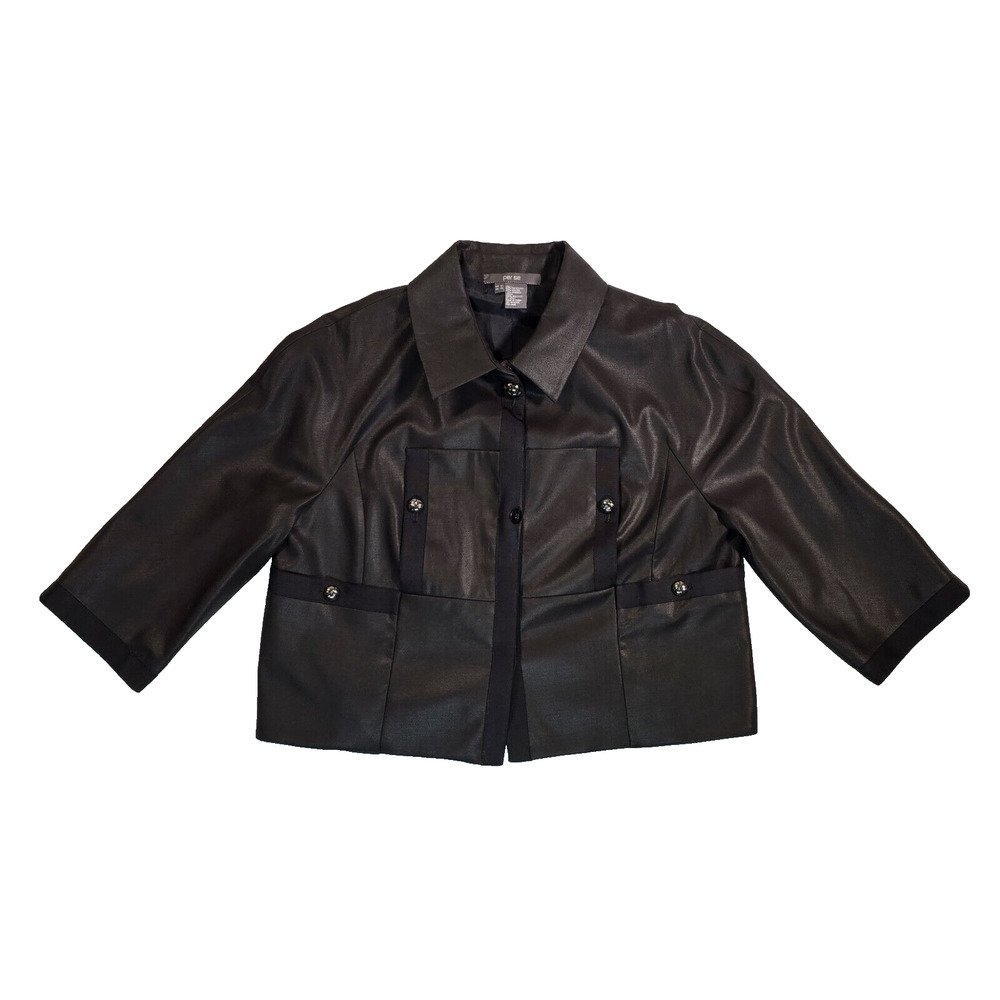 Per Se Women's Size 12 Black Fashion Jacket Blazer Raglan Sleeve Unique Elements